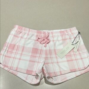 Rachel Zoe Pink and White Plaid Lounge Shorts XS NWT